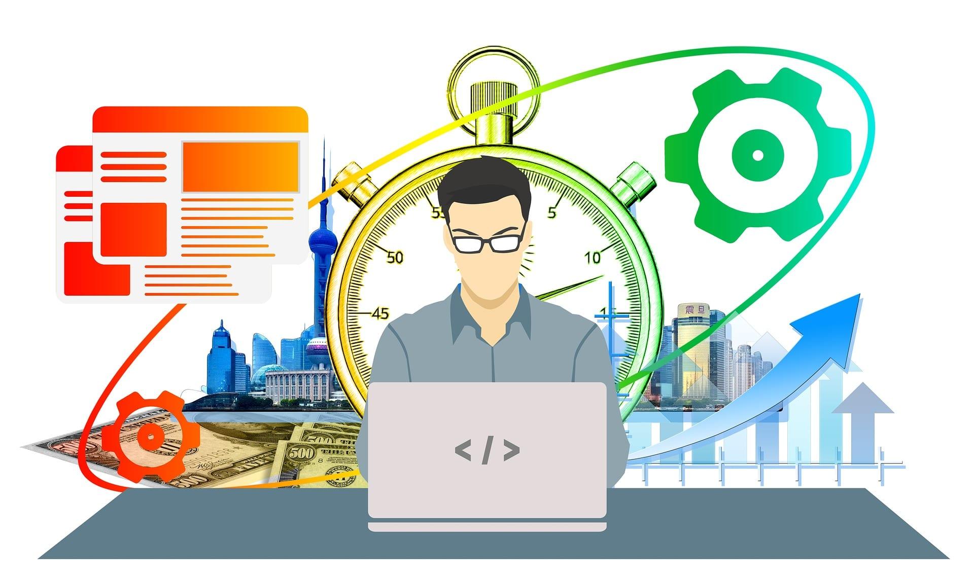 Proces vývoje software hero ilustrace